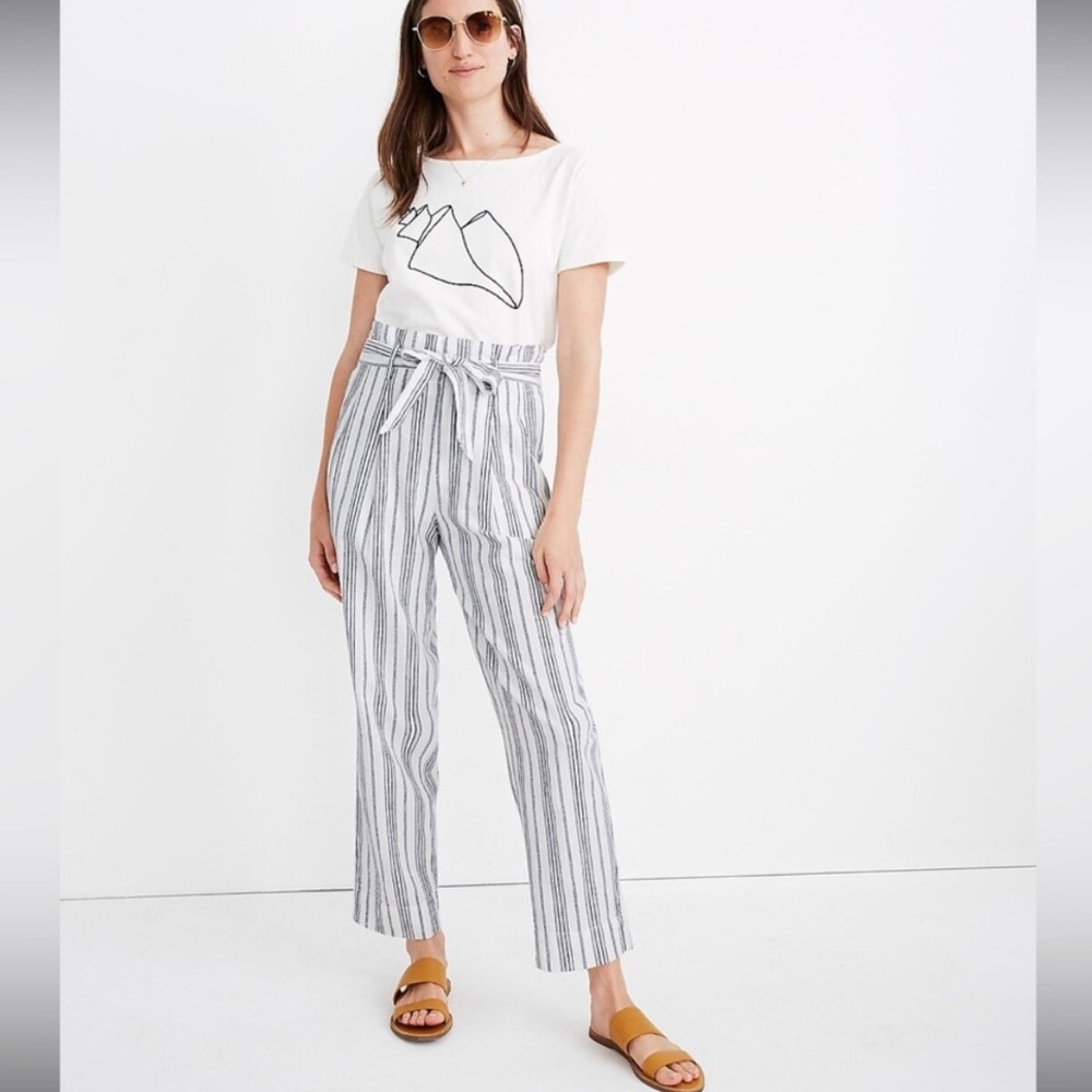 Madewell Baltic Stripe Paper Bag Pants Size 14